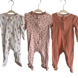 Cloud Island Lot of 3 Baby Girl Fall Footie Sleepers 3-6 Months
